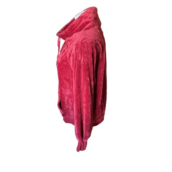 Anthropologie Sunday BKY women’s Ruby Red Activewear Velour Top Pullover L 8 10 - Picture 7 of 9